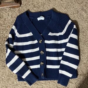 Old Navy Navy and White Striped Cardigan